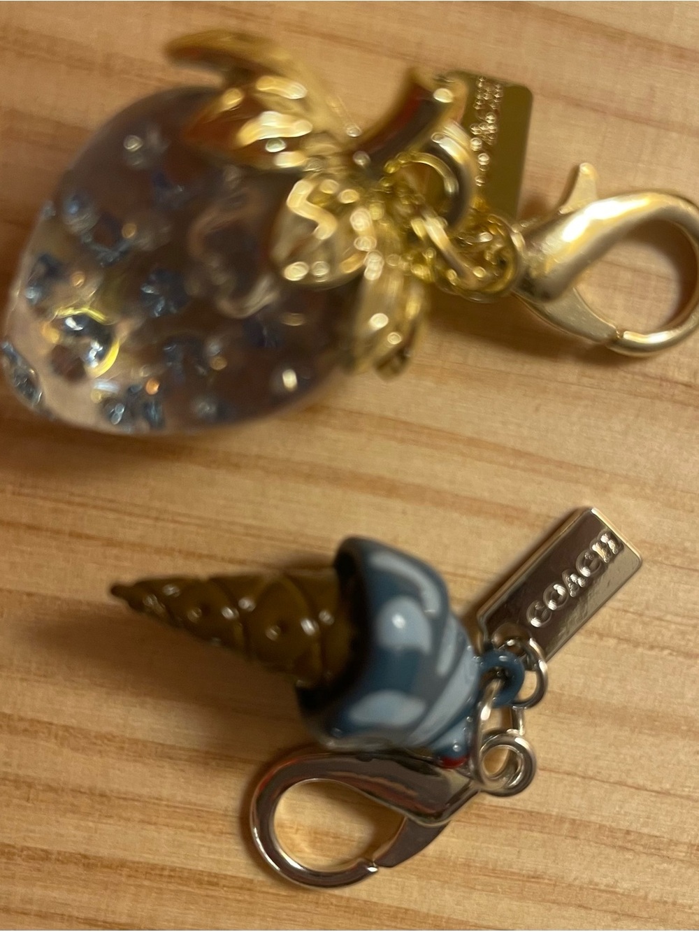 COACH Blue & Gold Ice Cream Charm Keyring